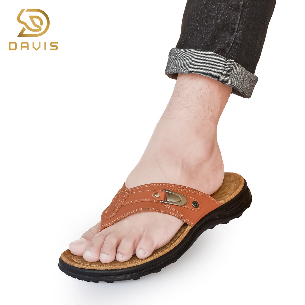 sandal kulit japit kasual ringan pria dewasa l-track davis C03 terbaru kekinian trendy 2023 size 39-43