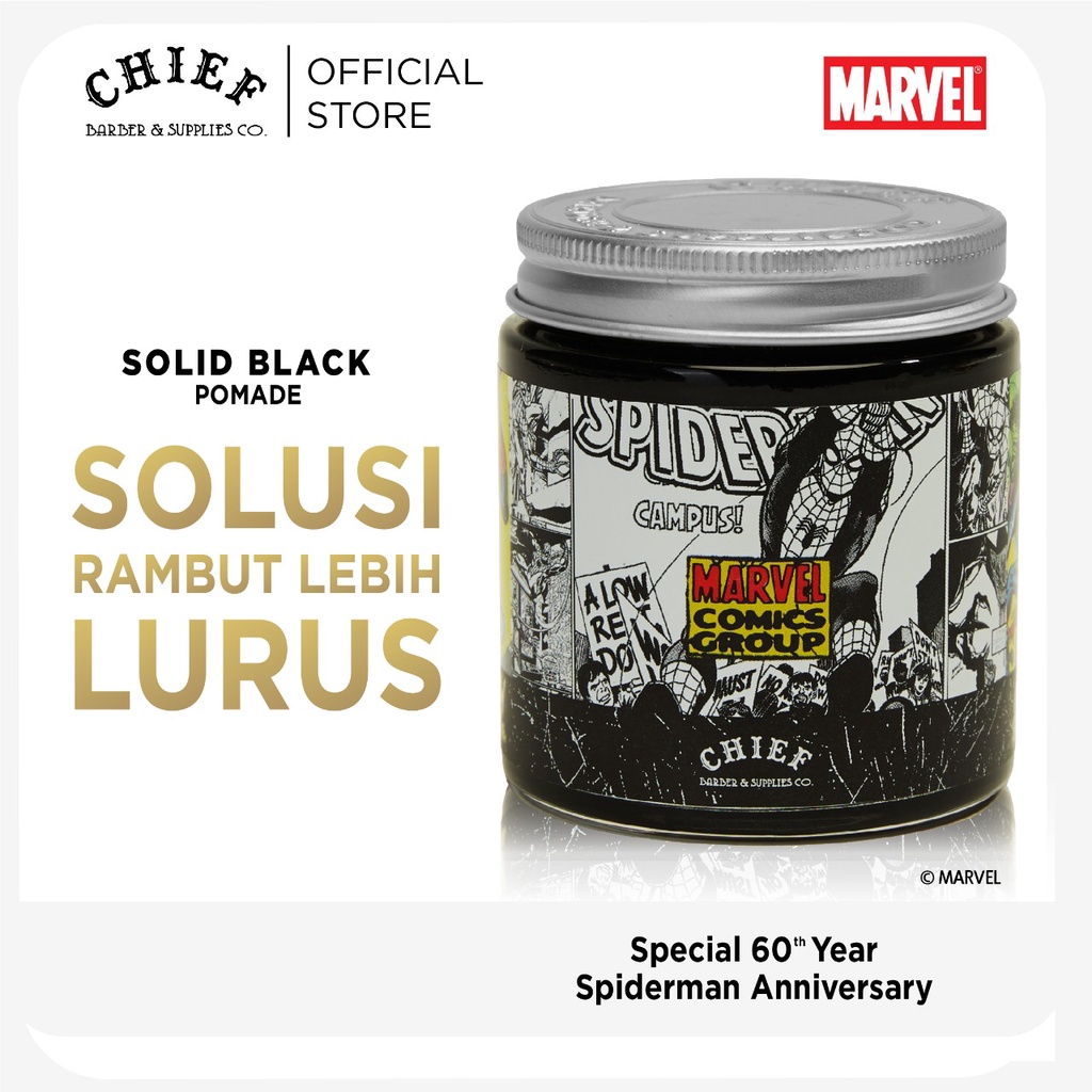 Jual [MARVEL Limited Edition] CHIEF SOLID BLACK - Pomade Water Based 4oz |  Shopee Indonesia