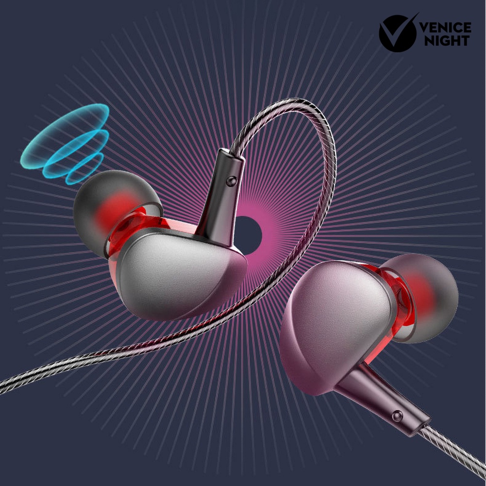 (VNEP) (Berkabel) 3.5mm Plug Universal In-Ear Earphone Heavy Bass Sports Headphone dengan Mic