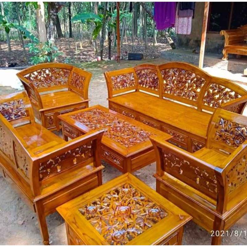 Kursi tamu ukir kartini / Set kursi tamu ukir kartini