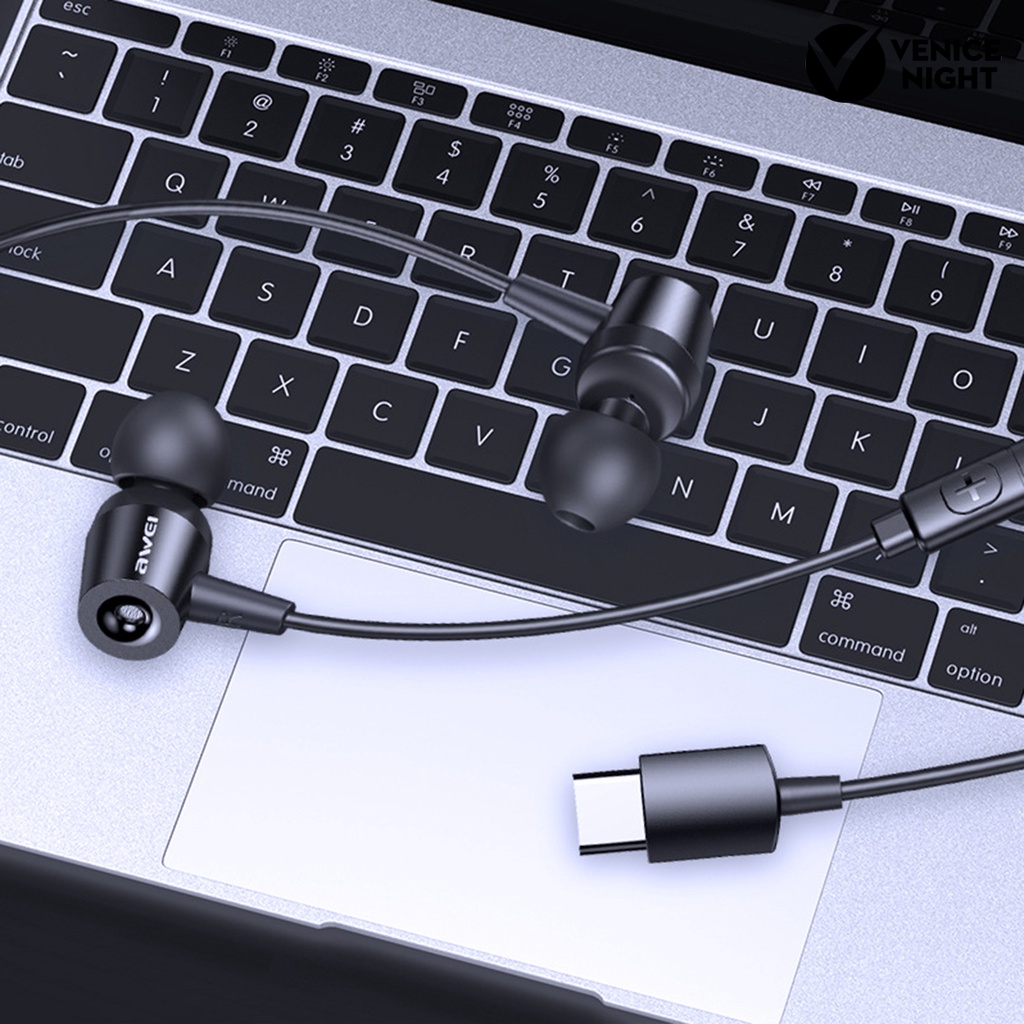 (VNEP) (Berkabel) TC-1 Earbud dengan Mic Stereo Sound TPE Noise Isolation Earphone untuk Panggilan Suara