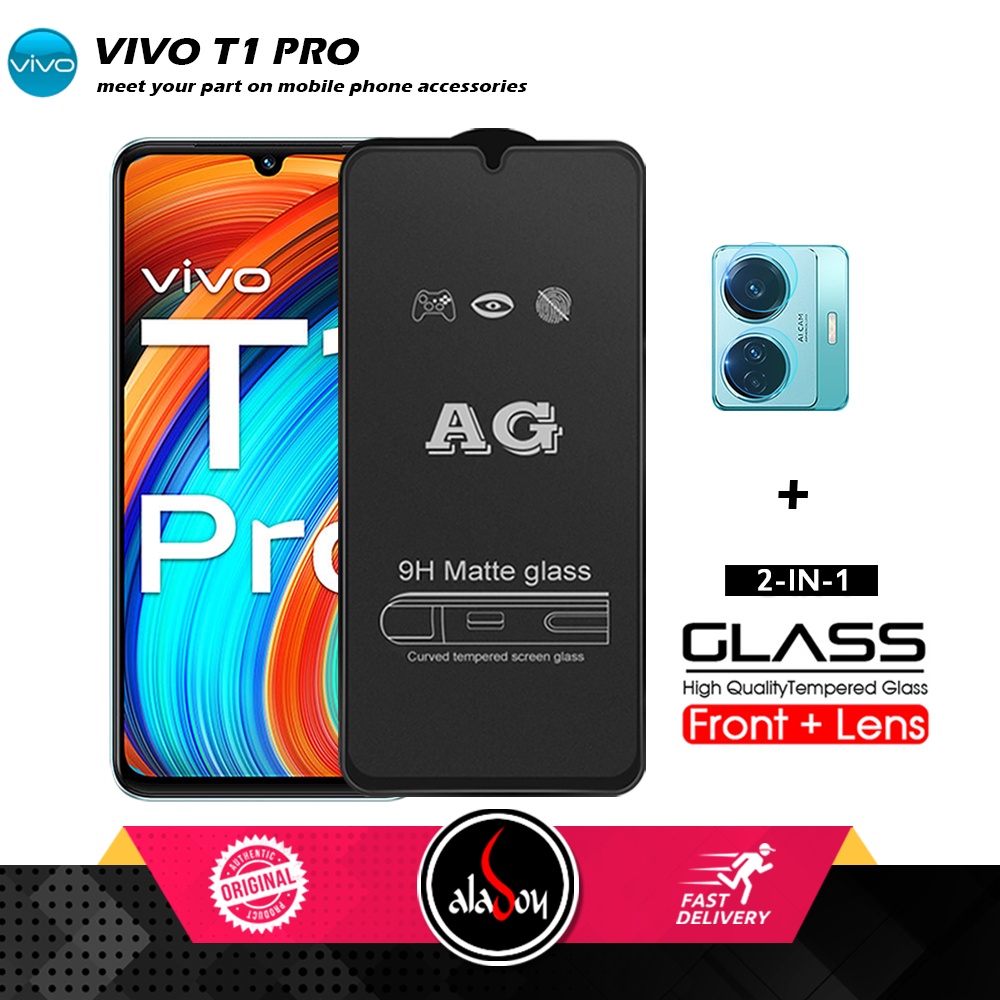 Vivo T1 Pro PAKET 2IN1 Tempered Glass Matte Anti Glare Full Layar dan Tempered Glass Kamera