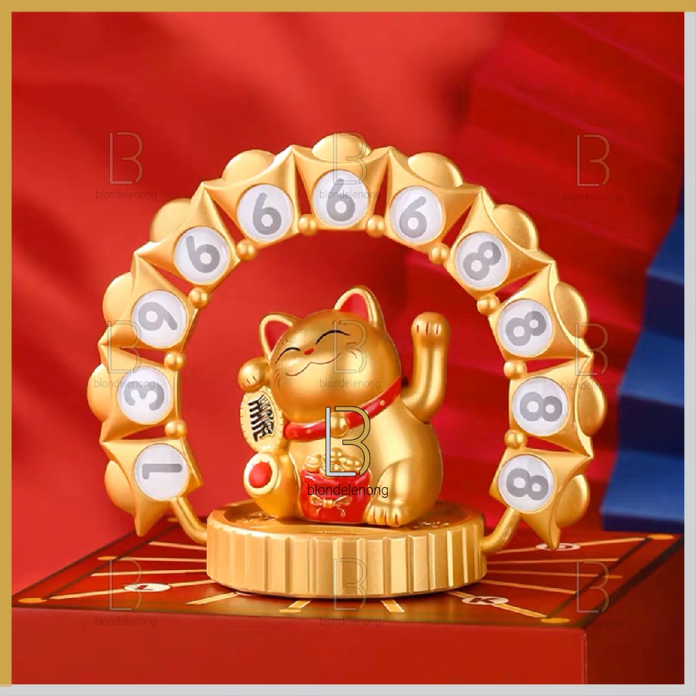 Patung Pajangan Hiasan Boneka Kucing Hoki Maneki Neko Maneko Neki Rejeki Keberuntungan Lucky Cat Tan