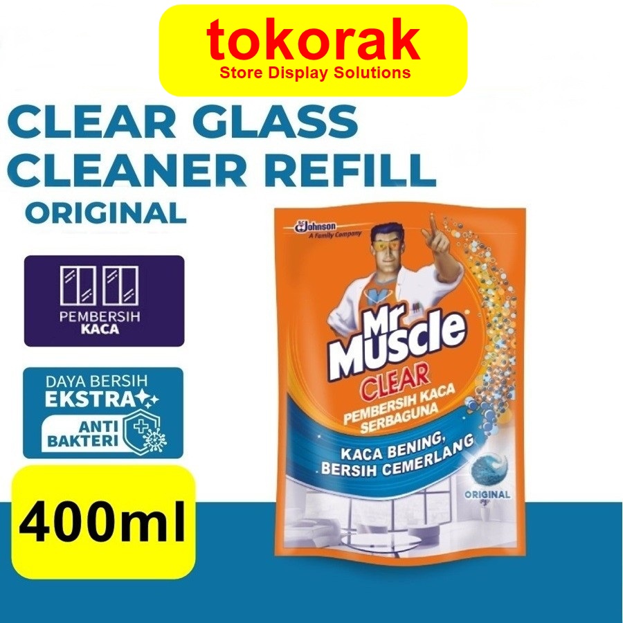 PEMBERSIH KACA ORIGINAL MR MUSCLE GLASS CLEANER REFILL POUCH 400 ML