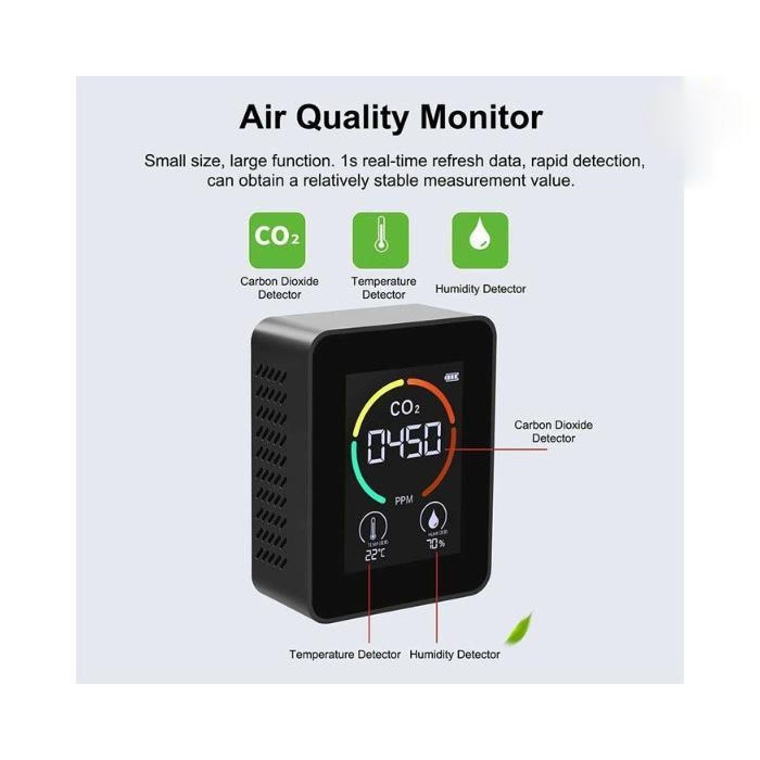Pengukur Kualitas Udara CO2 Air Detector Tester Kelembapan Suhu 3in1