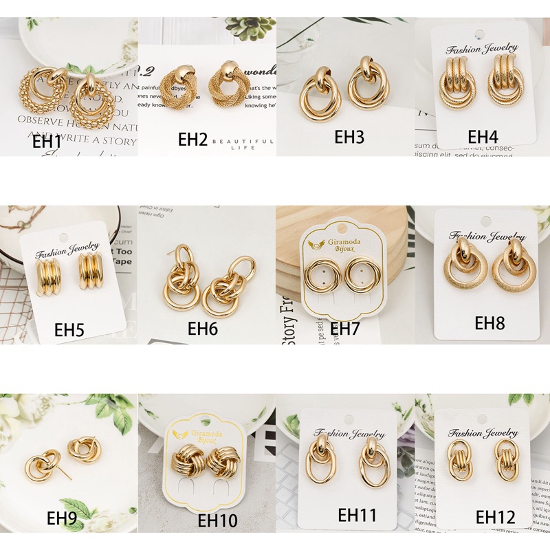 Fancyqube Anting Stud Desain Twist Bahan Alloy Untuk Anak Perempuan