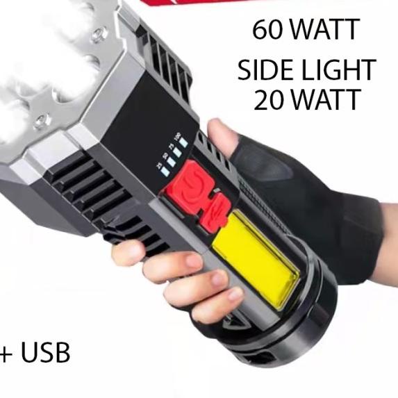 SENTER LED 5 MATA 60W + 20W SUPER TERANG / SENTER CAS LED - SENTER LED