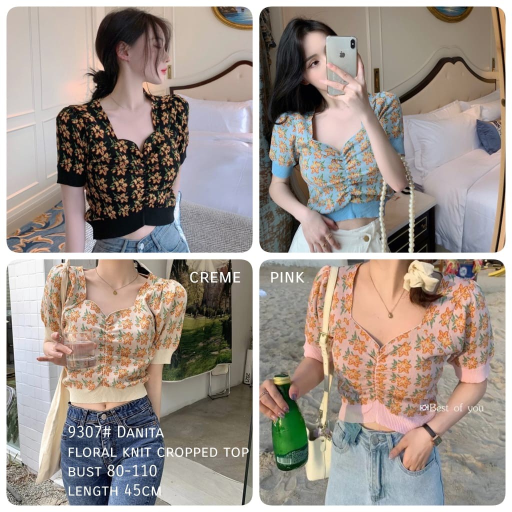 YR 3M 9307 DANITA FLORAL KNIT TOP BLOUSE FASHION PREMIUM IMPORT THREE M TM