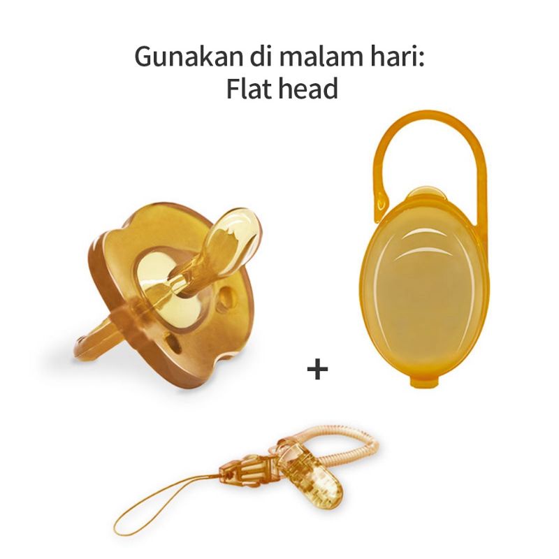 Empeng Bayi dot bayi dengan rantai dan kotak penyimpanan / kompeng bayi mpeng / baby pacifier