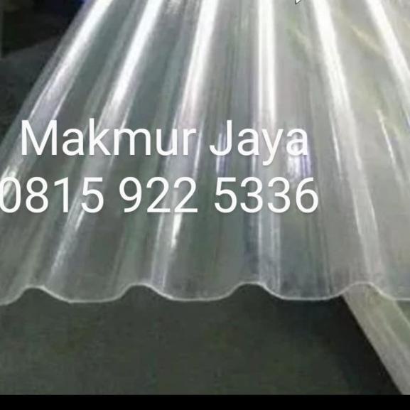 Fiber gelombang + UV protec 2.4m lebar 105cm/ Atap plastik transparan