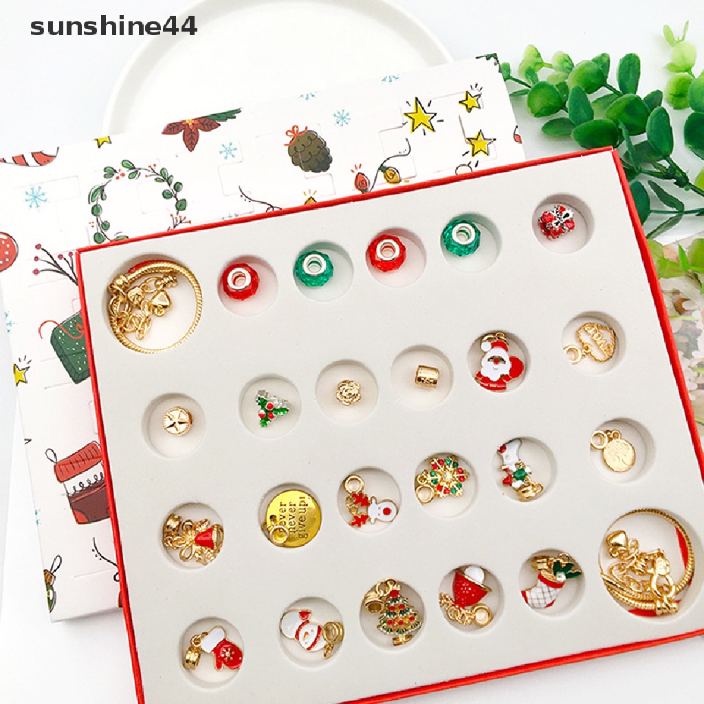 Sunshine 24PCS Liontin Kalung / Gelang DIY Tema Natal