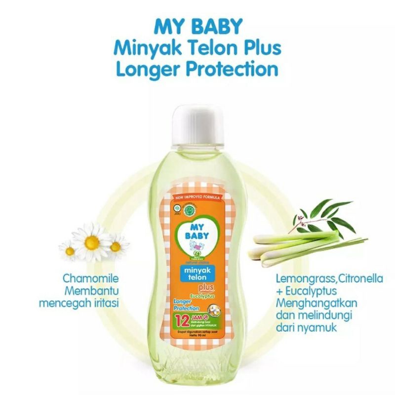 MY BABY Minyak Telon Plus Eucalyptus / Longer Protection ( orange ) 12 Jam - 60ml 90ml 150ml