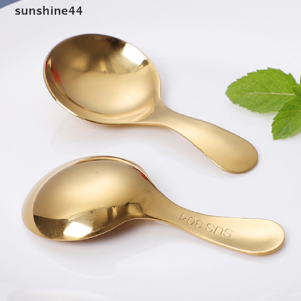 Sunshine Sendok Es Krim / Teh / Kopi Bahan Stainless Steel Dengan Gagang Pendek Untuk Anak