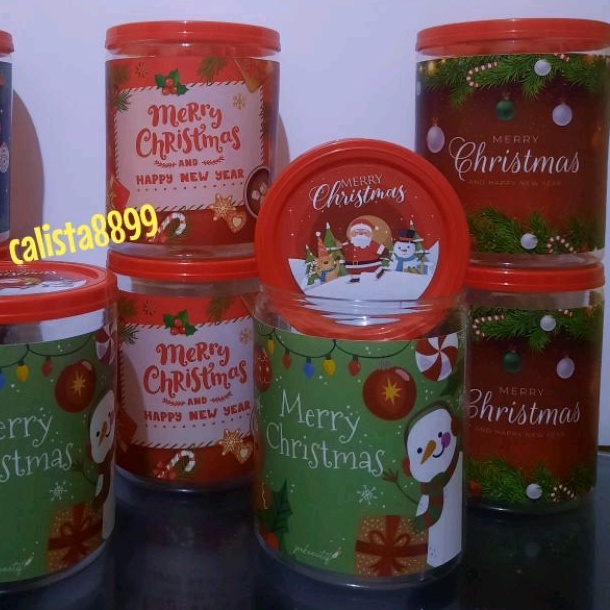 toples kue kering toples plastik motif natal imlek lebaran