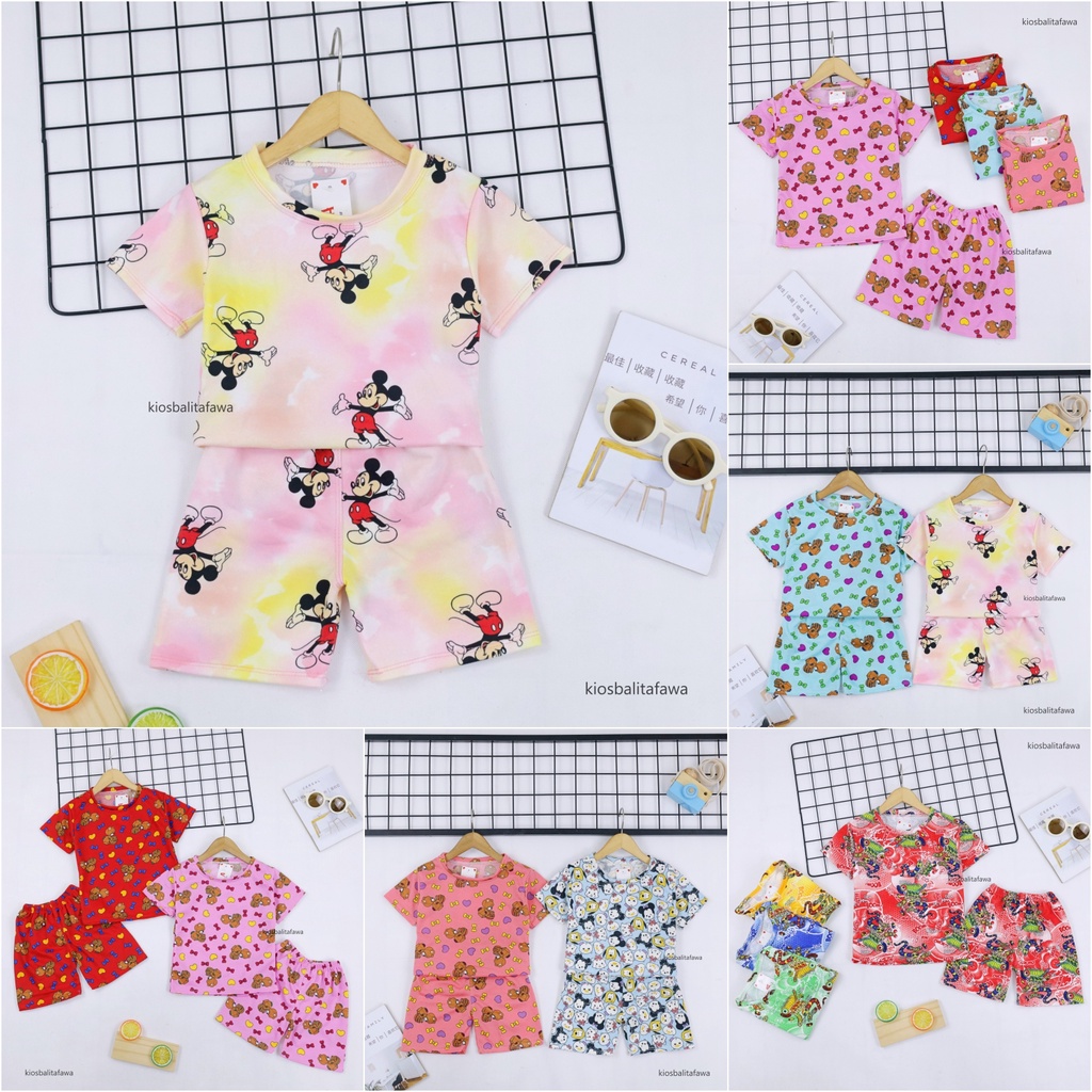 Set Nayeon uk 3-5 Tahun / Piyama Anak Perempuan Lengan Celana Pendek Setelan Import Baju Tidur