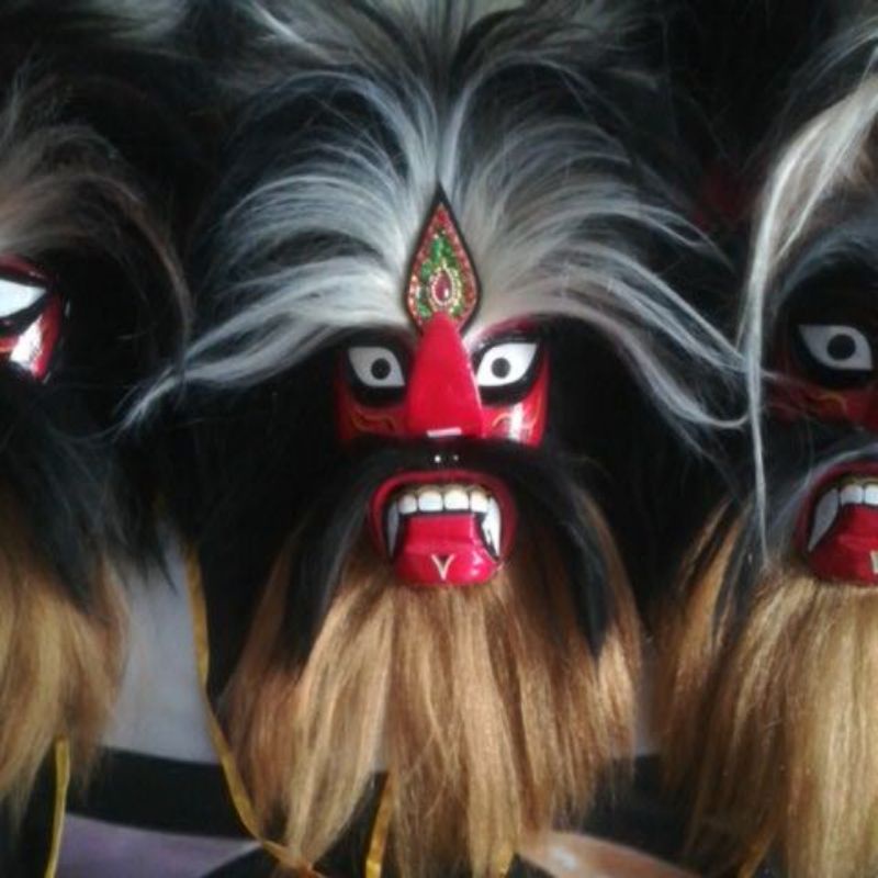 Jual topeng bujang ganong rambut sintetis hitam putih | Shopee Indonesia