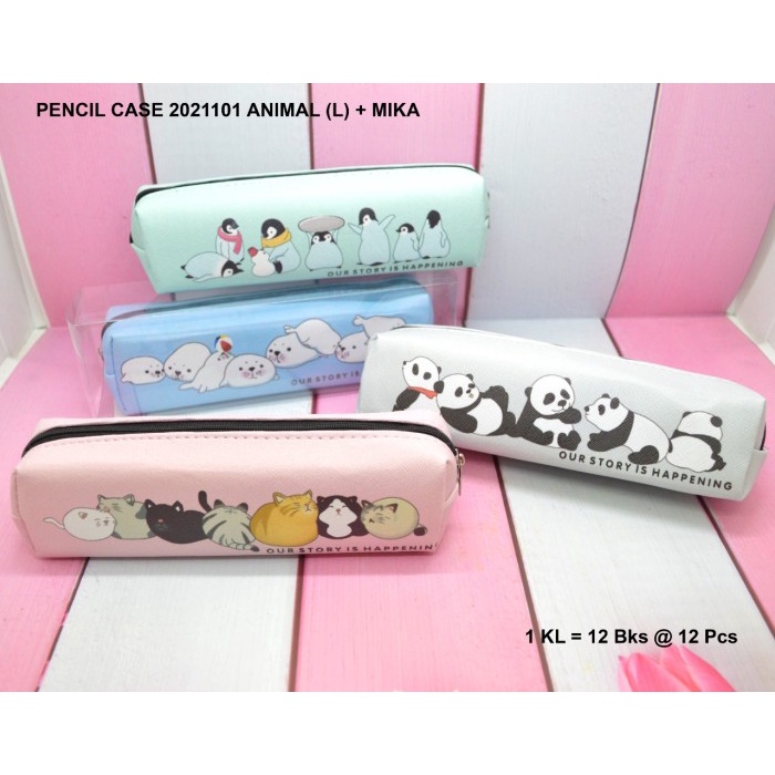 

Pencil case kain sleting plus mika animal satuan ols76