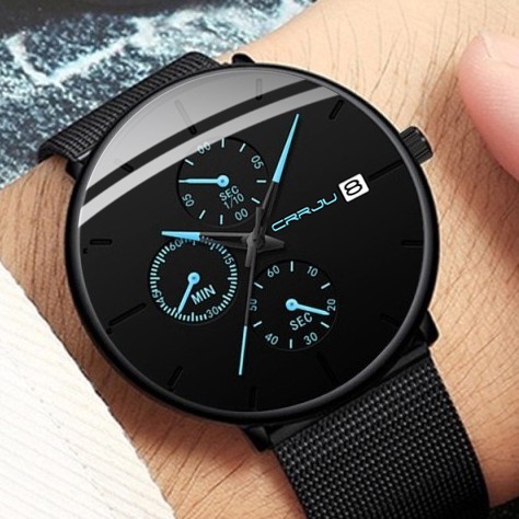 CRRJU Jam Tangan Pria Original Analog Olahraga Chronograph Fashion Jam Tangan Cowok Multifungsi Tahan Air