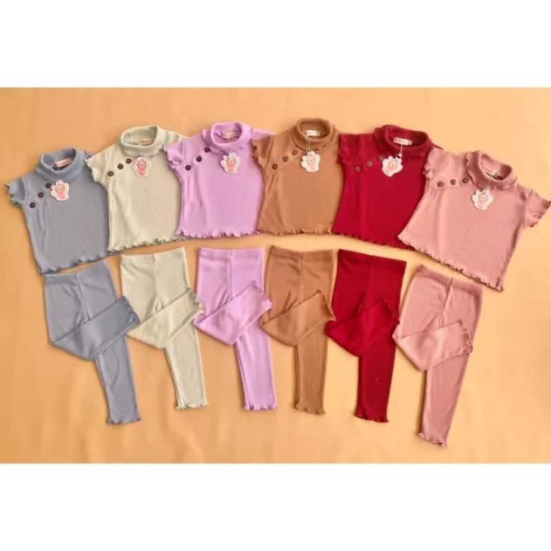 Set Mikayla Ruffle Knit Tee | Setelan Anak Perempuan Mikayla Bahan Rib Premium | Baju anak perempuan