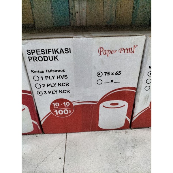 

Paper Pryns Tellstrook Size 75 x 65/ 3 Ply Kertas Kasir - Dus isi 100 Roll.