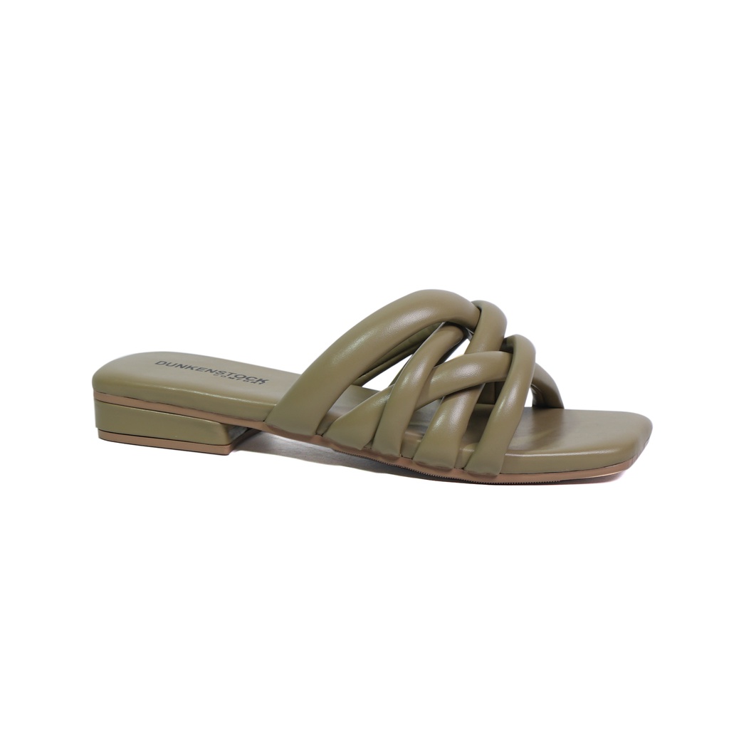 Dunkenstock ANNA Sandal selop wanita tinggi 3 cm sendal flat cewek kekinian model tali kepang