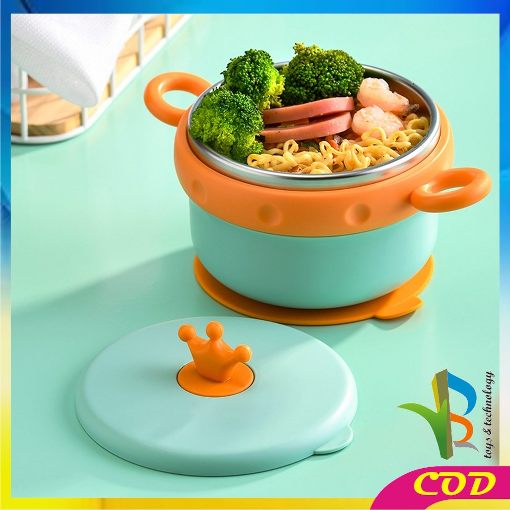 RB-C351 Mangkok Cangkir Stainless Crown Fresh Bowl Set Mangkok Makan Stainless Steel + Tutup / Mangkok Sup Tempat Makan Mie Instan / Mangkuk Stainless Anti Bocor