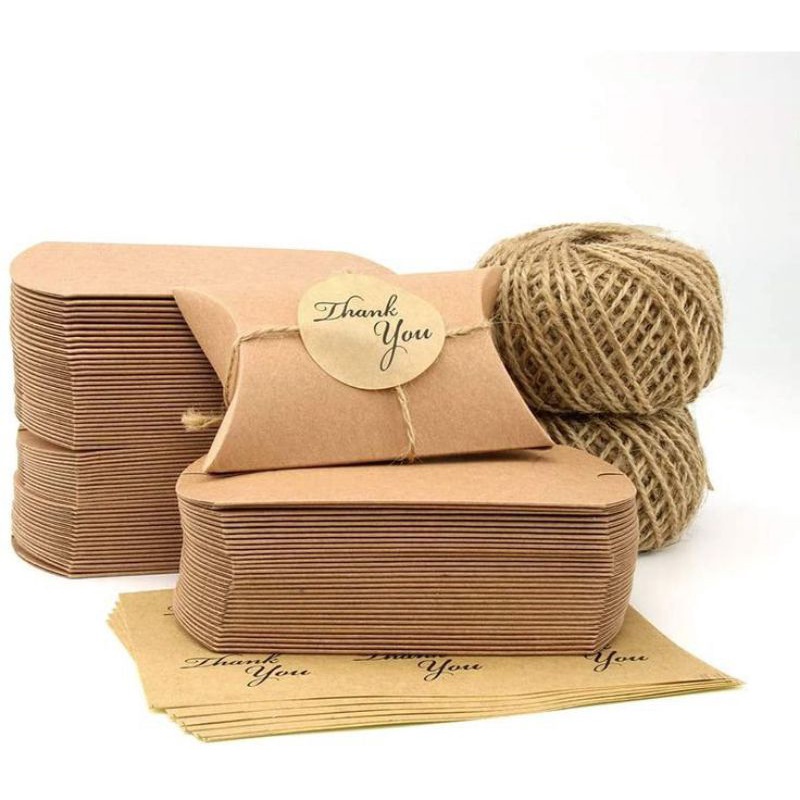 

PILLOW BOX GIFT PEMBUNGKUS KADO/KEMASAN SOUVENIR HADIAH BANTAL KOTAK KADO KRAF UKURAN BESAR MURAH