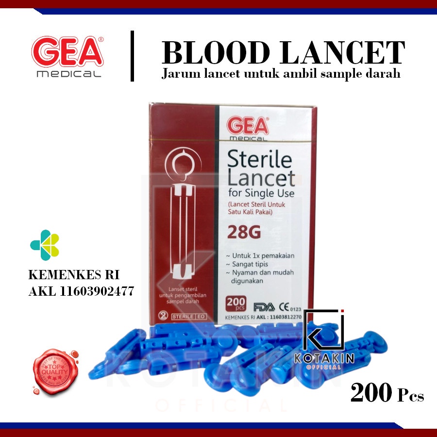 Blood Lancet ( Jarum Ambil Darah ) GEA 28G isi 200