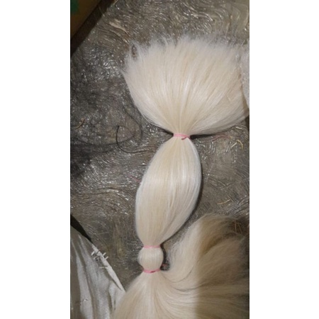 RAMBUT SINTETIS KILOAN MENTAH WARNA PUTIH TULANG