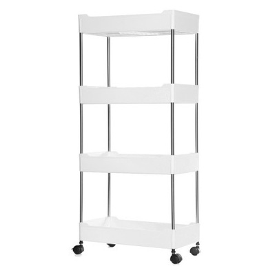 RAK ZENIA 4 LAYER PORTABLE STORAGE RAK BUKU RAK SERBAGUNA MULTIFUNGSI RAK DAPUR RAK SALON 4 LAYER RACK KAMAR MANDI DENGAN RODA 4 SUSUN PENYIMPANAN