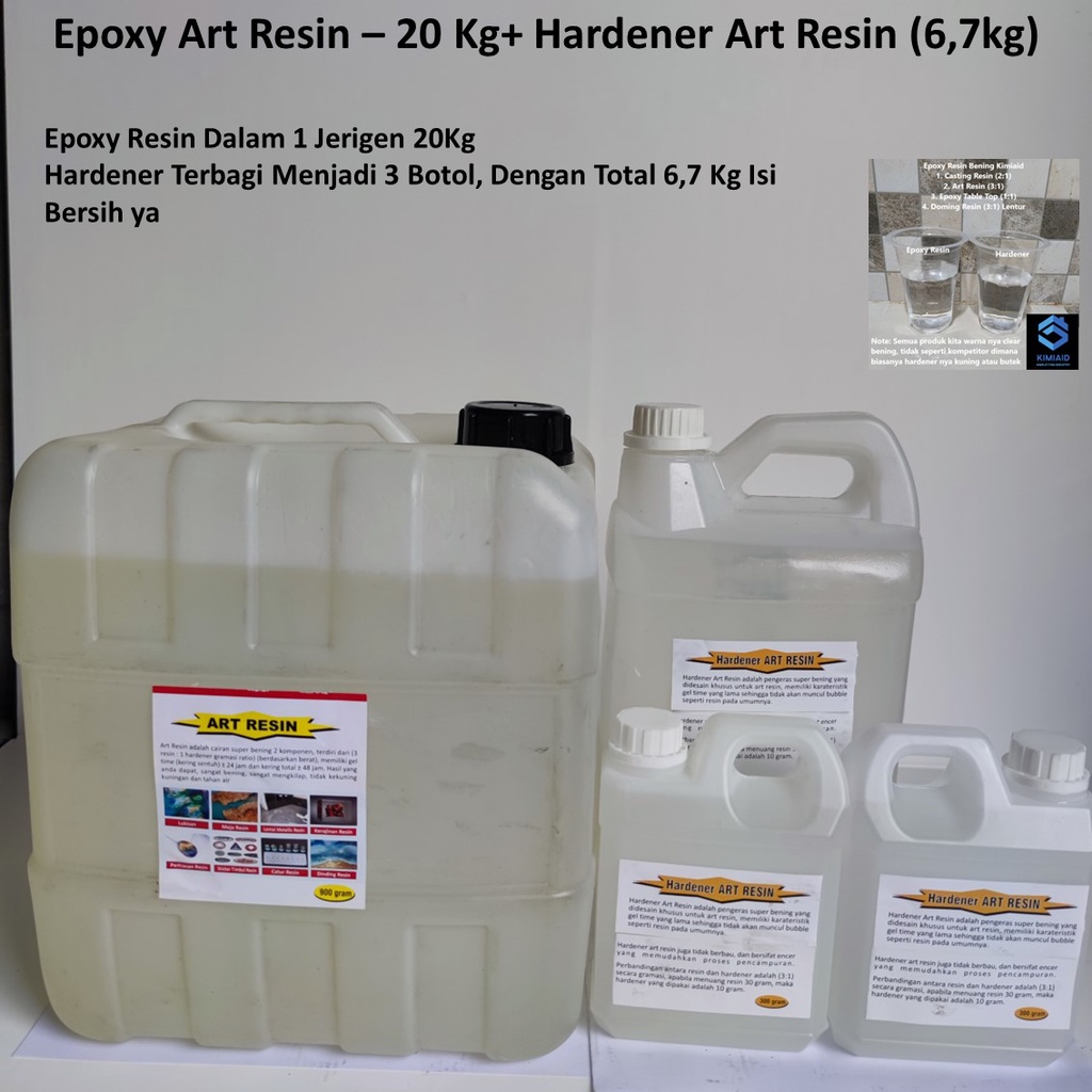 Epoxy Art Resin 20Kg Hardener 6,7 Kg Art Resin Epoxy Resin Bening Art