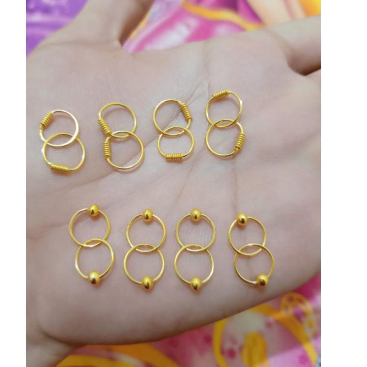SERBA MURAH ANTING BAYI BULAT PERAK 925 LAPIS MAS 24K ✪ 856