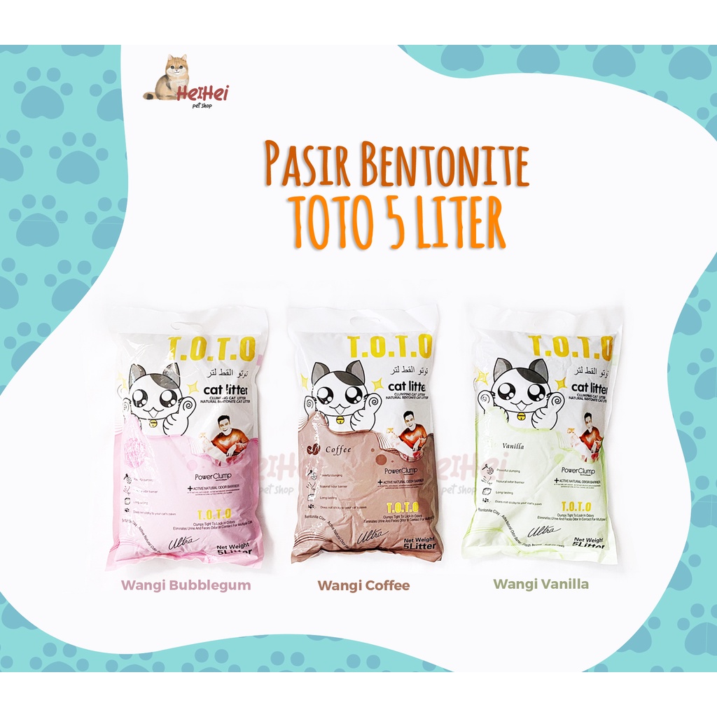 Toto Litter Bentonite 5 l - Pasir Kucing Gumpal Wangi Cat Litter Bentonite Sand