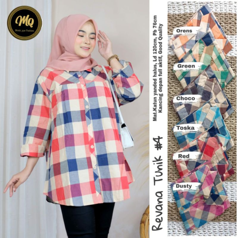 Tunik Jumbo Kotak bahan Katun Halus Revana Tunik