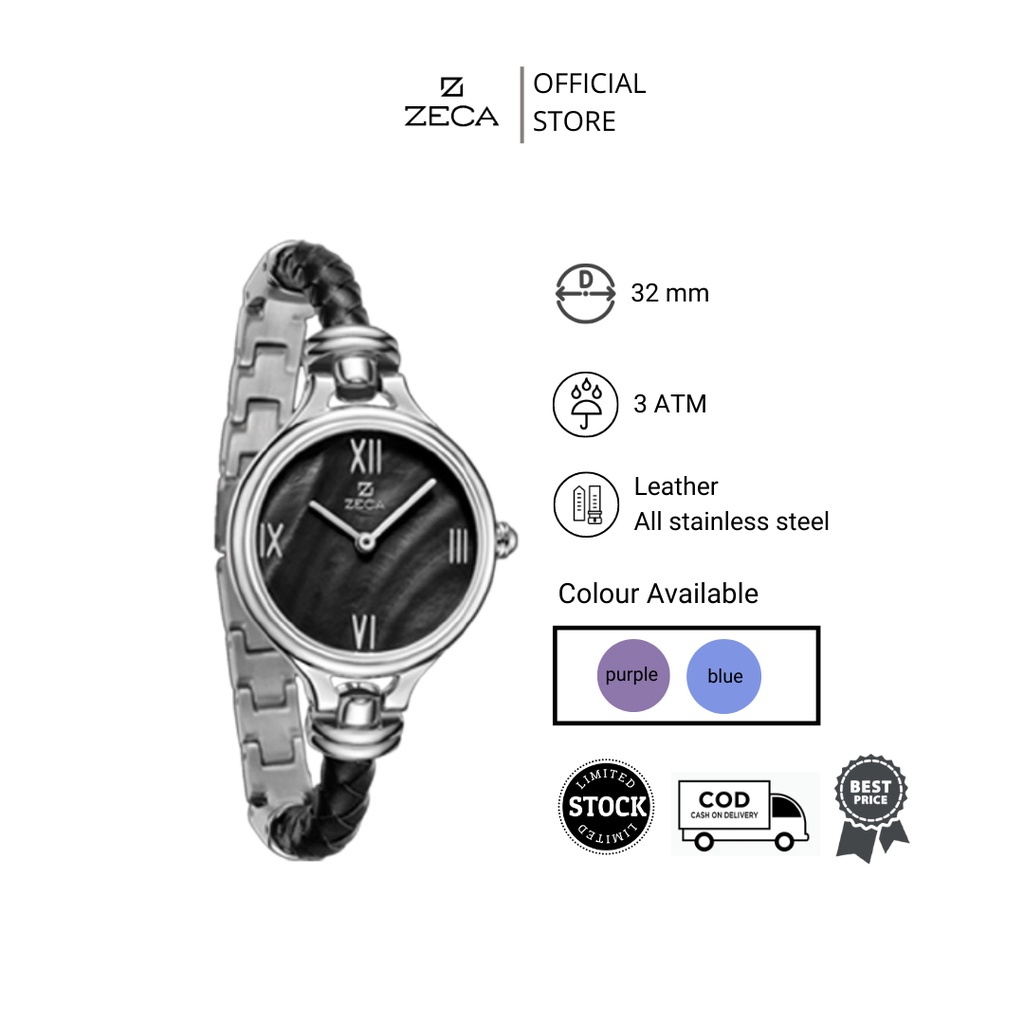 Zeca  Jam Tangan Wanita Stainless Stell Analog Original 147L Purple