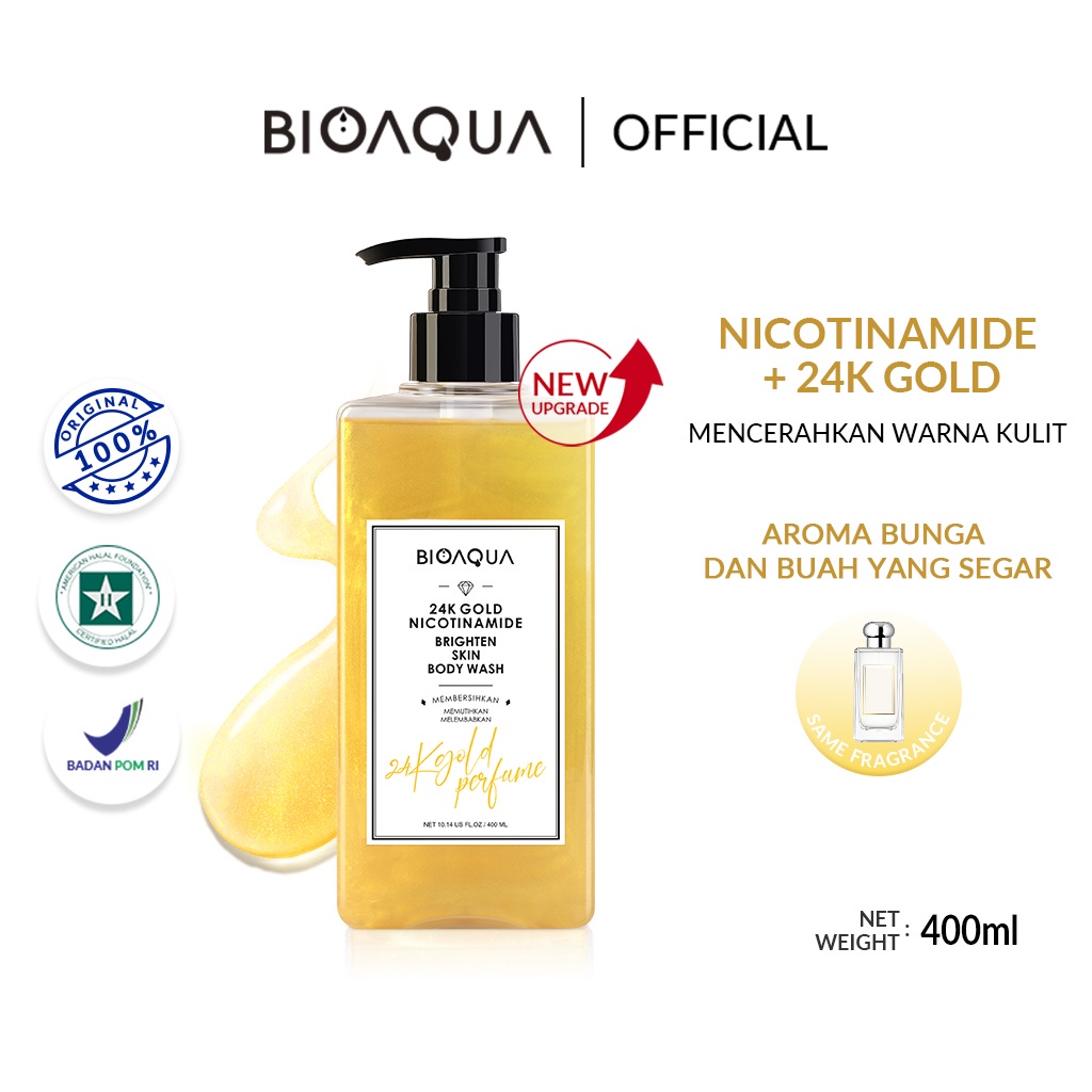 Jual 【BPOM】BIOAQUA 24K Gold Body Wash 400ml Shower Gel English Pear ...