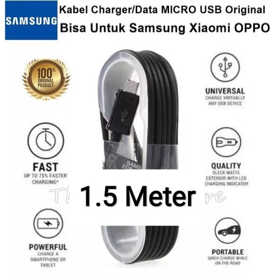Kabel Data 1,5M Charger ORI 100% MICRO USB Samsung GALAXY J7-CORE-2016 J710 J7-DUO J7PRIME J7PRO J8 