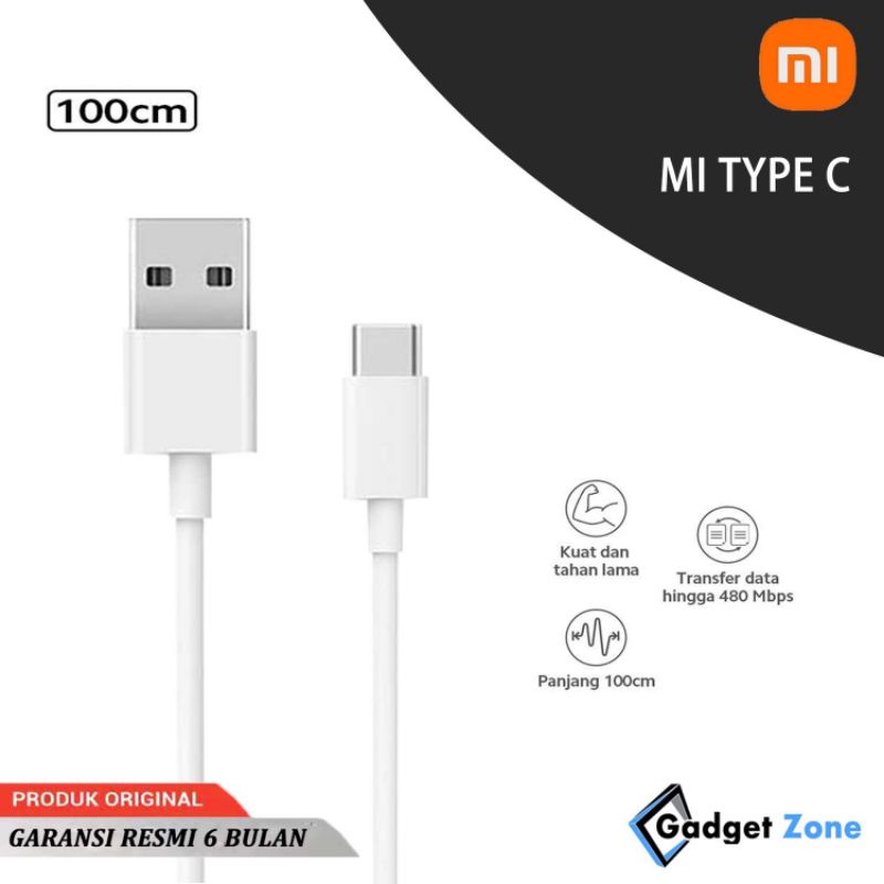 ORIGINAL Xiaomi Mi Kabel Data Ulir USB tipe C Port Terintegrasi Kuat dan Tahan Lama