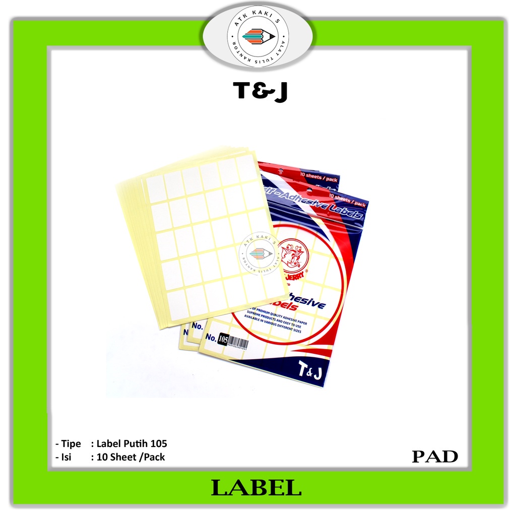 

T&J - Label Putih Per pack - small pack No. 105 - Pad