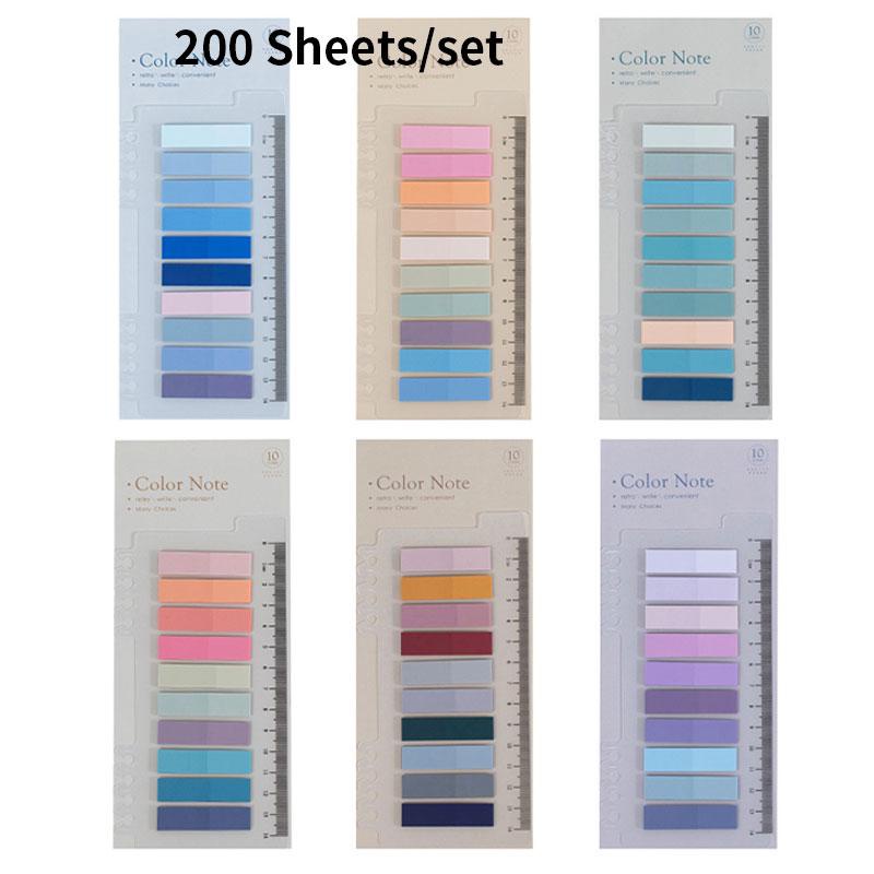 200 Lembar / set Sticky Note Warna-Warni Dengan Penggaris Untuk Penanda Halaman