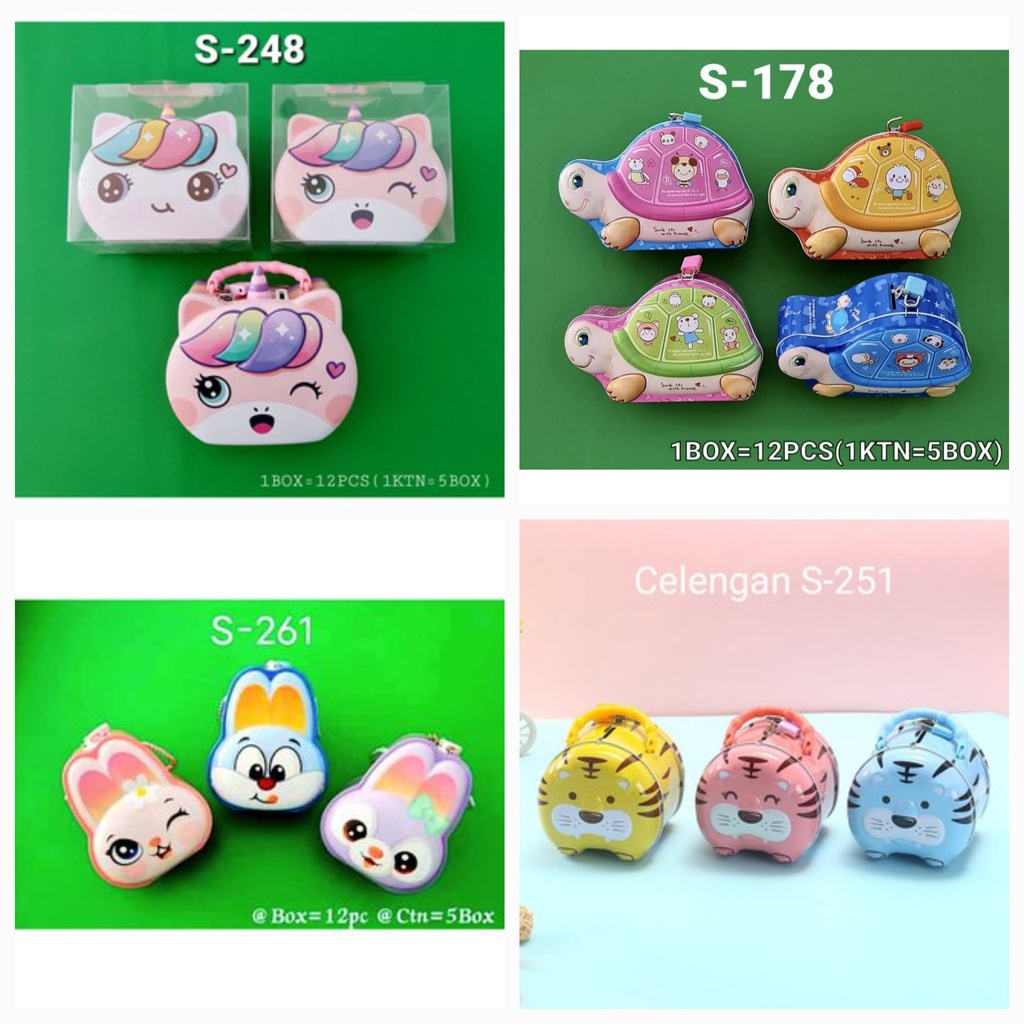 FREE BUBLE &amp; DUS Coin Box Celengan Kunci Gembok  Xiao Ling Jing Tas  Unicorn Kuda S-248/ KURA KURA TURTLE 178/ KELINCI RABBIT 261 265/Harimau Tiger S-251/kucing 264 s 275  s 274   /2666/s 276 astronot/ s 277 loVe cinta/ manik manik password s 258 s 259