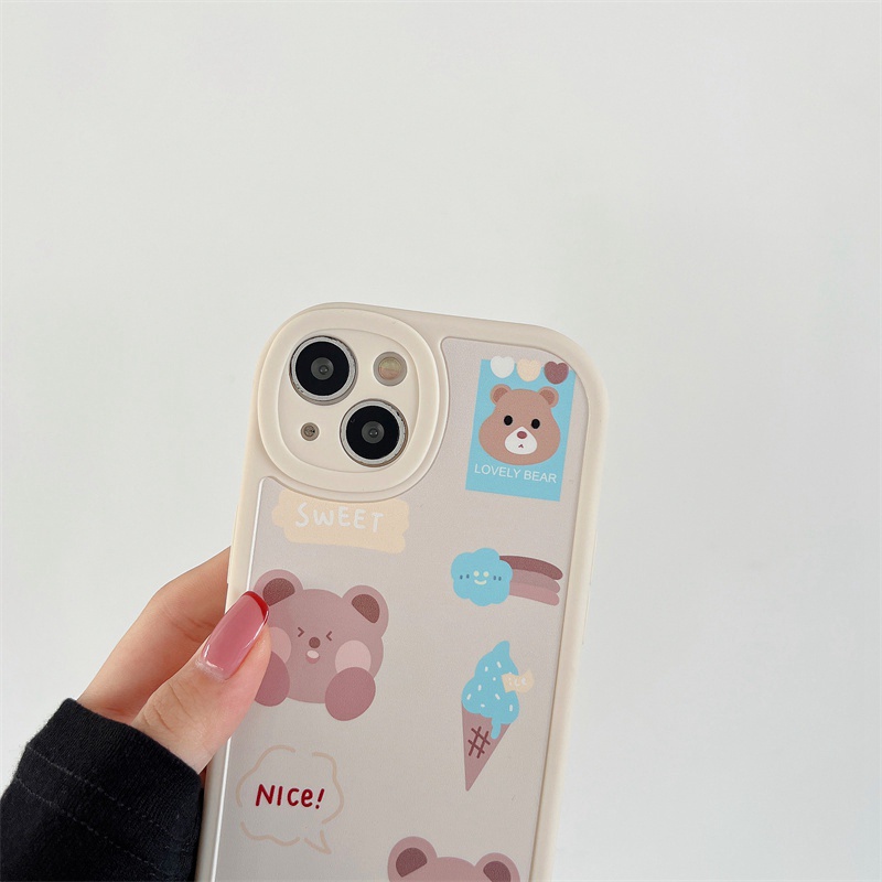 Frosty Silicone Soft Case OPPO A9 A5 A31 A53 A33 2020 A7 A5S A12 A11K F9 Pro A74 A95 F11 A15 A15S A35 A52 A92 A54 A36 A76 A96 A94 A55 A16K A16E A54 A83 A57 A1K A3S Ice Cream Bear