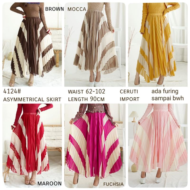 4124 Asymmetical Skirt ( Hanya Rok saja ) Rok Import Rok Payung Rok Mekar