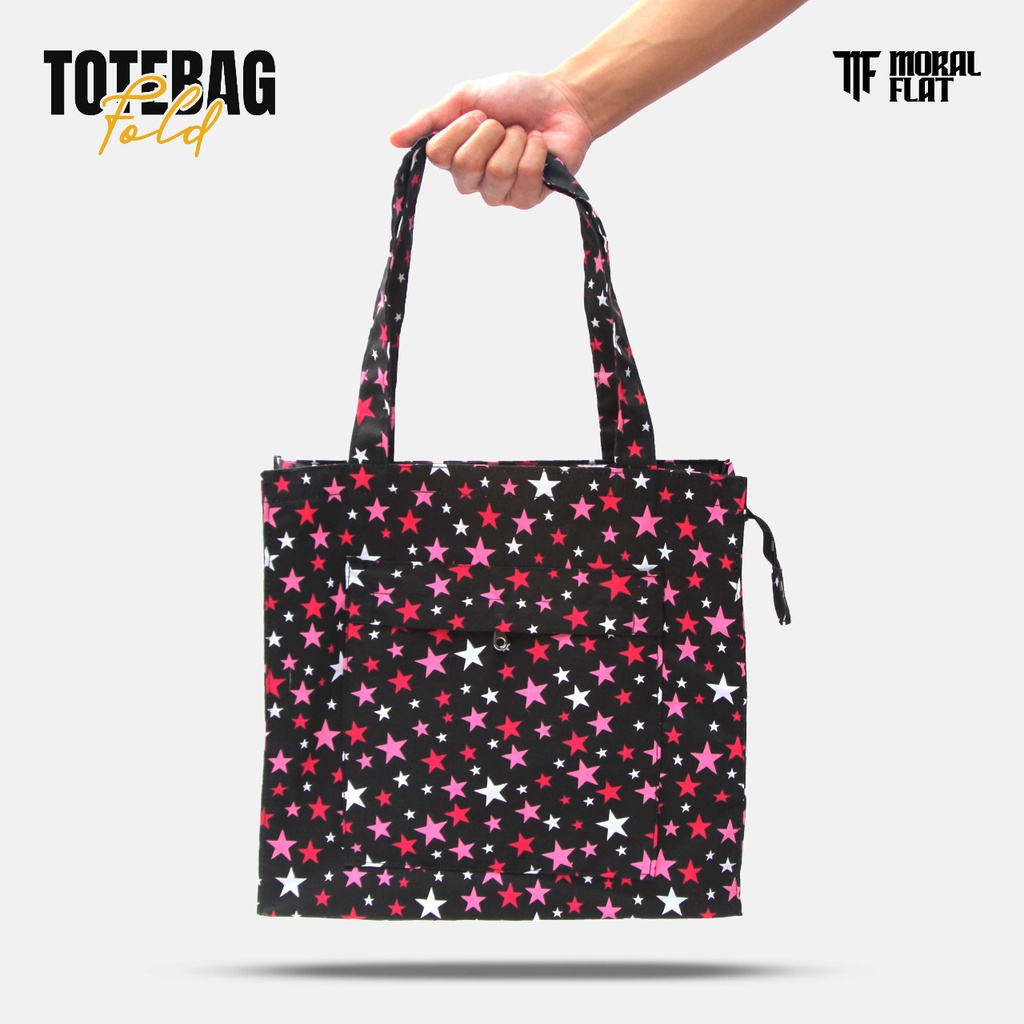 Moral Flat Official-Totebag Canvas-Galaxy Star-Sparkling Pink