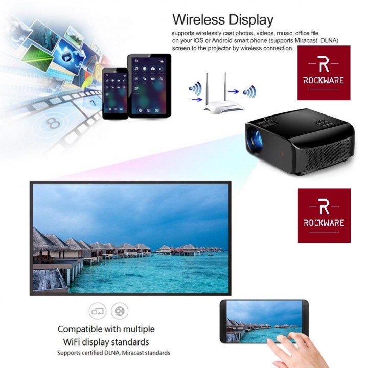 ROCKWARE RW-F10UP Android LED Projector 2800 Lumens Alt Cheerlux C9