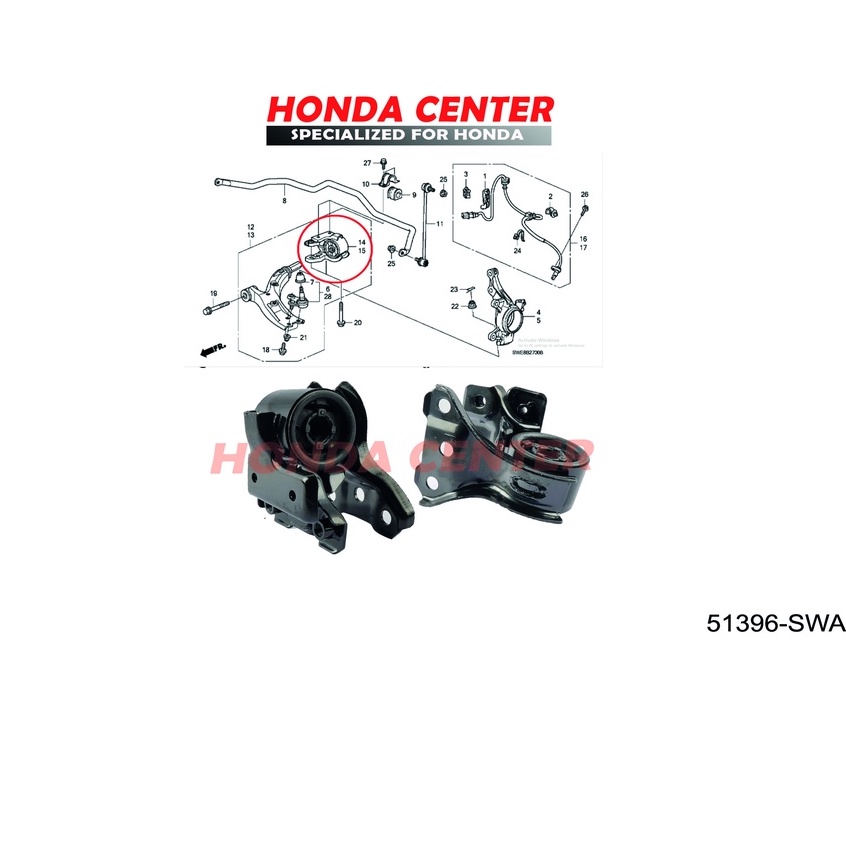 bushing bush bosh bos karet lower arm sayap depan kiri besar crv gen3 2007 2008 2009 2010 2011 2012