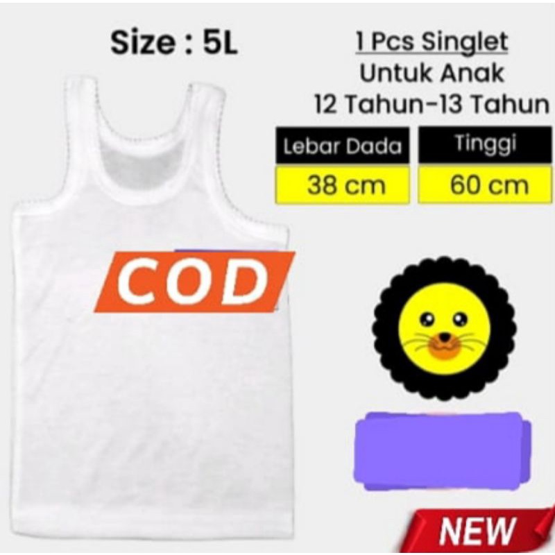 kaos dalam anak junior 8-15thn/singlet anak paket 3pcs