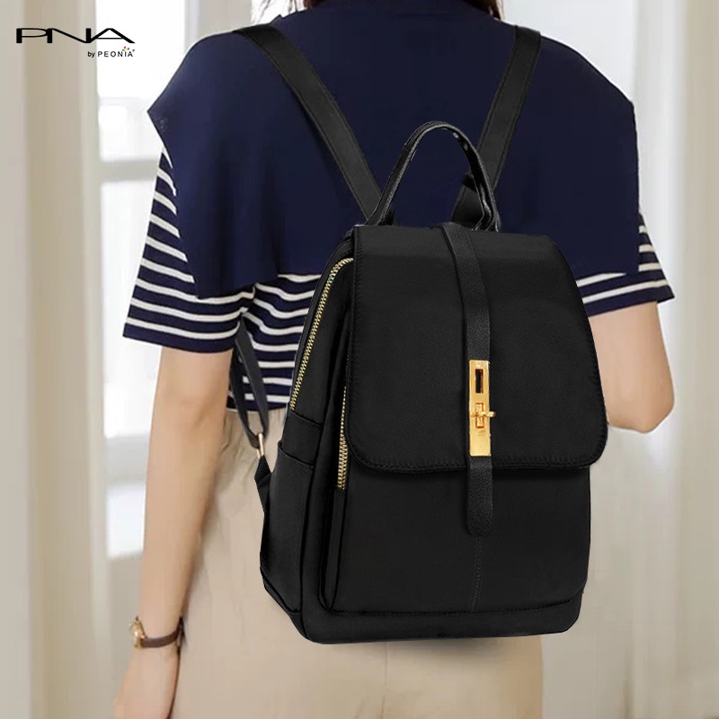 Peonia PNA YUJIN Water Resistant Ransel Korea Tas Wanita Punggung Import Kantor Kerja Sekolah Kuliah Outdoor Trendy Fashion Style Travel Casual Backpack Anak Remaja Perempuan Selempang Cewek Bag-2