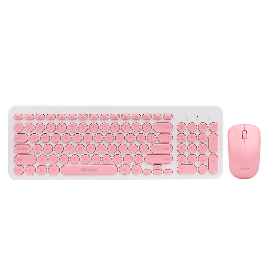 Rexus Keyboard Mouse Wireless KM10 Combo - Pink Putih