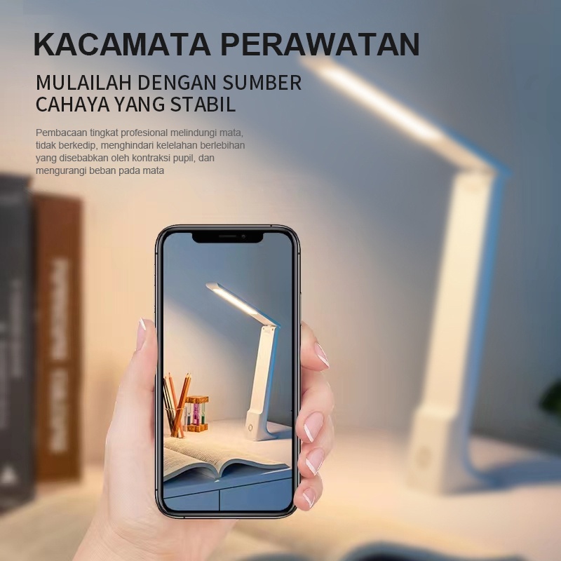 Abeni Lampu Belajar LED Meja Baca Light Pengisian Daya Lipat Portabel Dapat Disentuh Cahaya Anti-biru